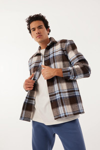 defacto Men Checkered Casual Brown Shirt