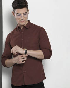 The Indian Garage Co. Men Solid Casual Brown Shirt