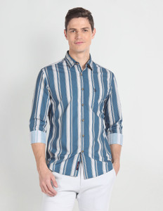 U.S. Polo Assn. Denim Co. Men Striped Casual Blue Shirt