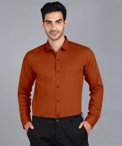 STONEBERG Men Solid Casual Brown Shirt