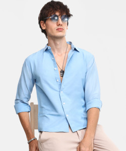 CAMPUS SUTRA Men Solid Casual Blue Shirt