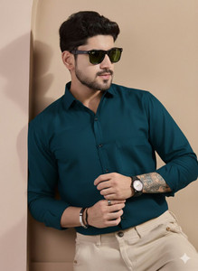 STONEBERG Men Solid Formal Dark Blue Shirt