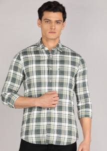 KILLER Men Checkered Casual Green Shirt