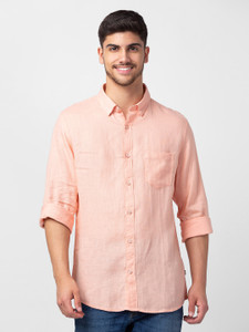 Spykar Men Solid Casual Pink Shirt