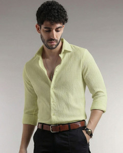 Flipkart SmartBuy Men Self Design Casual Green Shirt