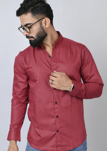 Tanip Men Solid Casual Maroon Shirt