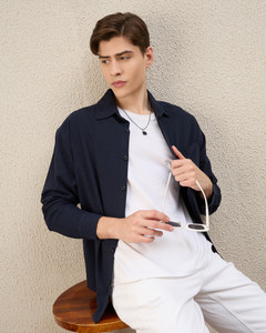 Chimpaaanzee Men Dark Blue Casual Shirt - Image 6
