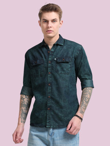 AIDAN Paul Men Washed Casual Green Shirt - Image 6