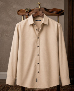 JCOSTA Men Solid Party Beige Shirt - Image 4