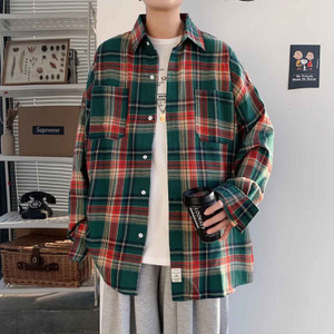 SHABIB Men Checkered Casual Green Shirt