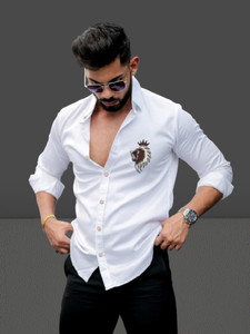 jeny fashion Men Graphic Print Casual White Shirt