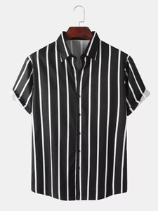 COMBRAIDED Men Striped Casual Black Shirt