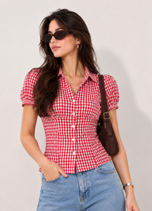 METRONAUT Women Checkered Casual Red, White Shirt