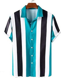 bollydolldesigner Men Solid, Striped Casual Blue Shirt