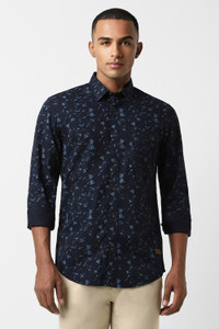 PETER ENGLAND Men Printed Casual Dark Blue, Light Blue Shirt