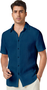 METRONAUT Men Solid Formal Blue Shirt