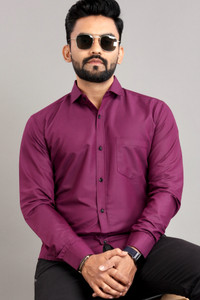 SOPANI Men Solid Casual Purple Shirt