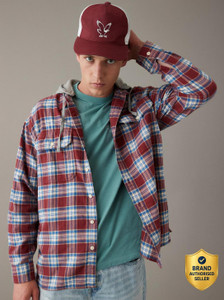 American Eagle Men Checkered Red Shirt - Image 6