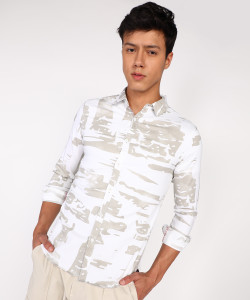 Spykar Men Printed Casual Silver Shirt