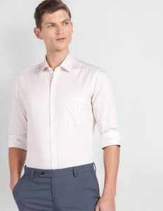 ARROW Men Checkered Formal Pink, White Shirt