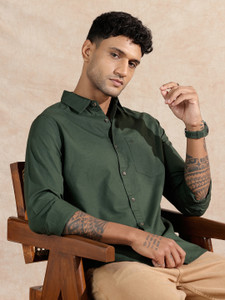 WROGN Men Solid Casual Green Shirt - Image 1