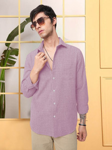 METRONAUT Men Self Design Casual Pink Shirt