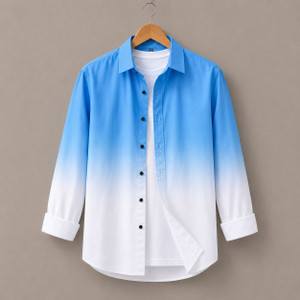 SH FSN Men Regular Fit Dyed/Ombre Spread Collar Party Shirt - Image 1