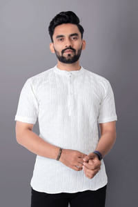 Paralians Men Self Design Casual White Shirt