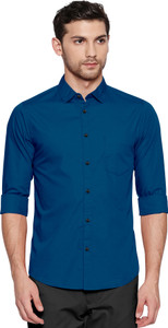 HG TAX Men Solid Casual Dark Blue Shirt