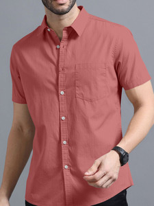 VTEXX Men Solid Casual Pink Shirt