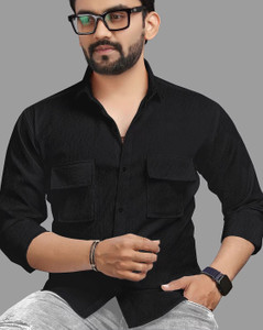 METRONAUT Men Solid Casual Black Shirt