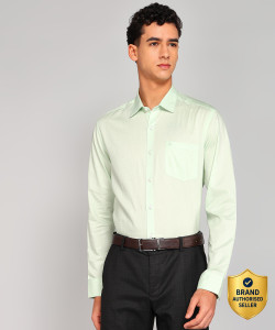 ARROW Men Self Design Formal Green Shirt