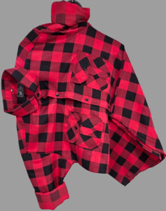 MUMIN Men Checkered Casual Red, Black Shirt