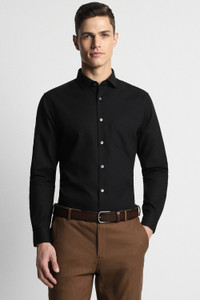 PETER ENGLAND Men Solid Formal Black Shirt