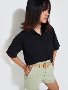 MAX Women Solid Casual Black Shirt