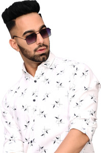 SHIRTZONE Men Printed Casual White Shirt