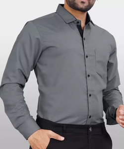 Tanip Men Solid Formal Grey Shirt
