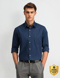 ARROW Men Solid Formal Blue Shirt
