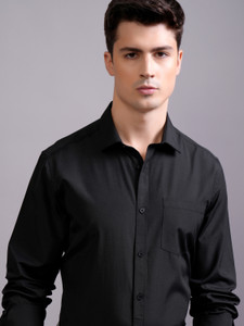 HIGHLANDER Men Solid Formal Black Shirt
