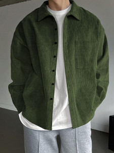 HOODLER Men Solid Casual Dark Green Shirt