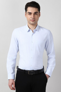 PETER ENGLAND Men Striped Formal Blue Shirt
