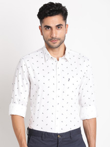 INDIAN TERRAIN Men Printed Casual White Shirt