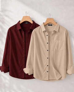 GLOREN Men Solid Casual Multicolor Shirt Pack of 2 - Image 6