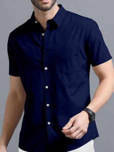 RAFSON Men Solid Casual Dark Blue Shirt