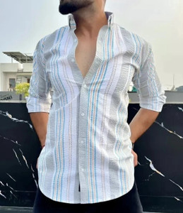 JACKBELLA Men Striped Casual Multicolor Shirt