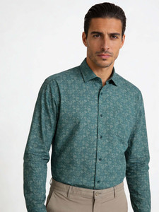 Blackberrys Men Printed Casual Green Shirt