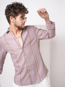 VASTRADO Men Striped Pink Shirt - Image 6