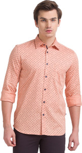 PARX Men Printed Casual Orange Shirt