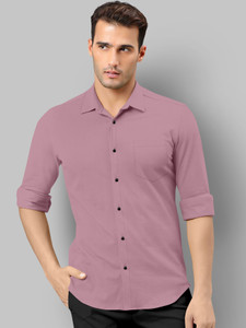 LUQATTI Men Solid Casual Pink Shirt