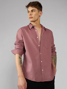 HKV FASHION Men Solid Casual Pink Shirt